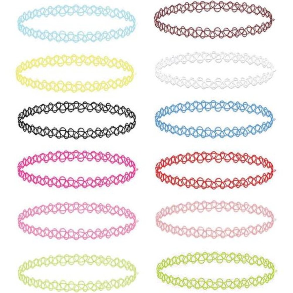 BodyJ4You 12PC Tattoo Choker Necklace - 90s Accessories 2000s Jewelry Y2K